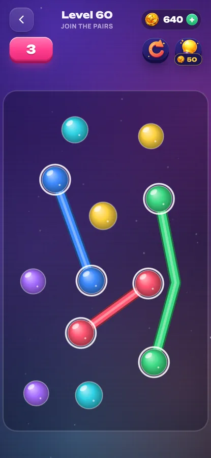 Link Balls: a board with coloured balls joined by lines