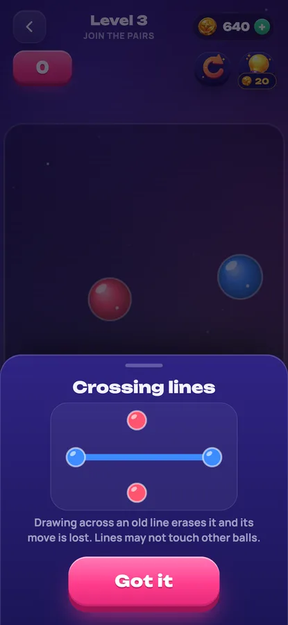 Link Balls: a line routed around balls of other colours